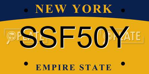 SSF50Y New York License Plate