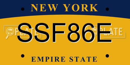 SSF86E New York License Plate