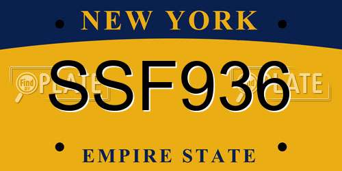 SSF936 New York License Plate