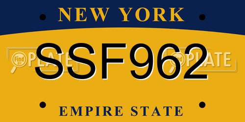 SSF962 New York License Plate