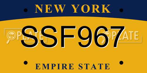 SSF967 New York License Plate