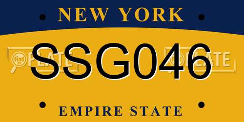SSG046 New York License Plate