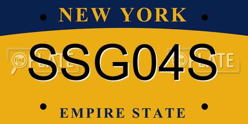 SSG04S New York License Plate