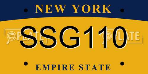 SSG110 New York License Plate