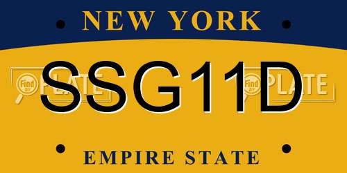 SSG11D New York License Plate