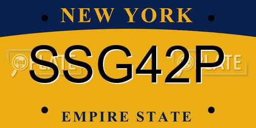 SSG42P New York License Plate