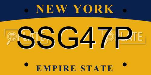 SSG47P New York License Plate