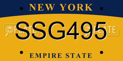 SSG495 New York License Plate