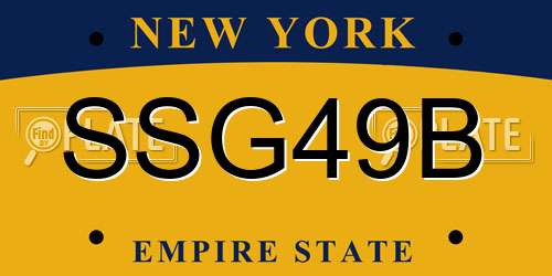 SSG49B New York License Plate