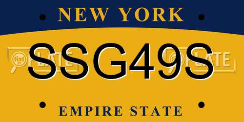 SSG49S New York License Plate