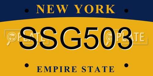 SSG503 New York License Plate