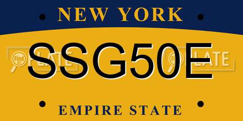 SSG50E New York License Plate