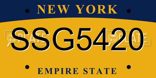 SSG5420 New York License Plate