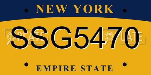 SSG5470 New York License Plate
