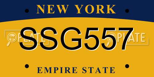 SSG557 New York License Plate