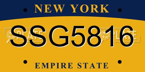 SSG5816 New York License Plate