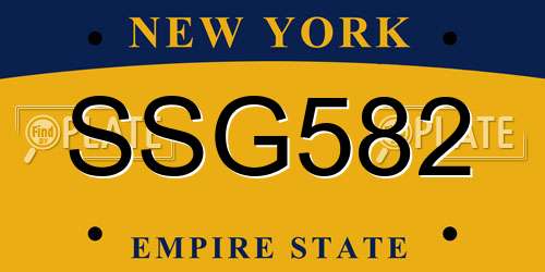 SSG582 New York License Plate