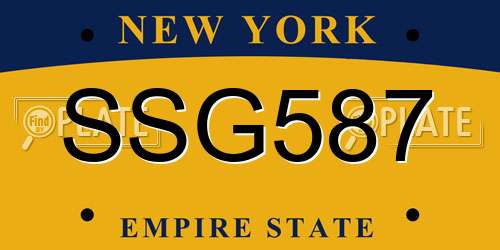 SSG587 New York License Plate