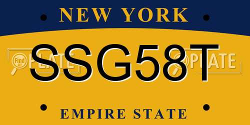 SSG58T New York License Plate