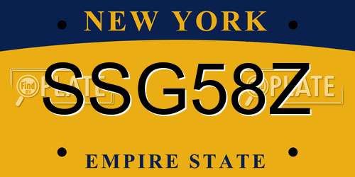 SSG58Z New York License Plate