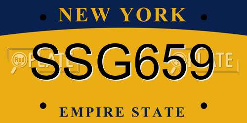 SSG659 New York License Plate