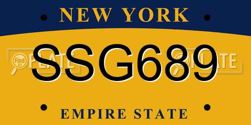 SSG689 New York License Plate