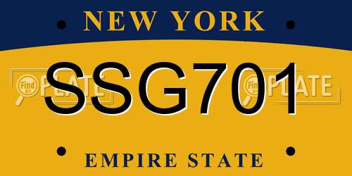 SSG701 New York License Plate
