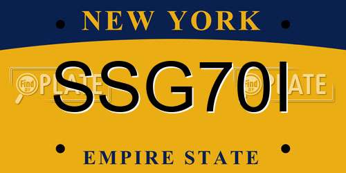 SSG70I New York License Plate