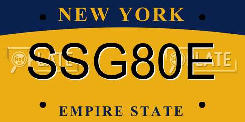 SSG80E New York License Plate