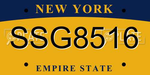 SSG8516 New York License Plate