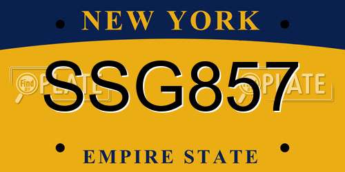 SSG857 New York License Plate