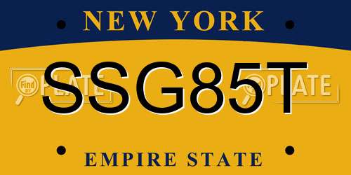SSG85T New York License Plate