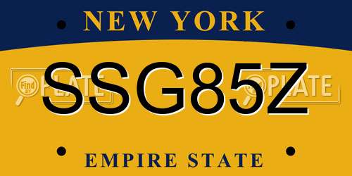 SSG85Z New York License Plate