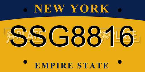 SSG8816 New York License Plate