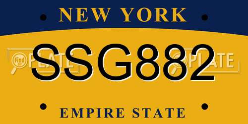 SSG882 New York License Plate