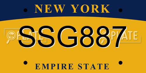 SSG887 New York License Plate