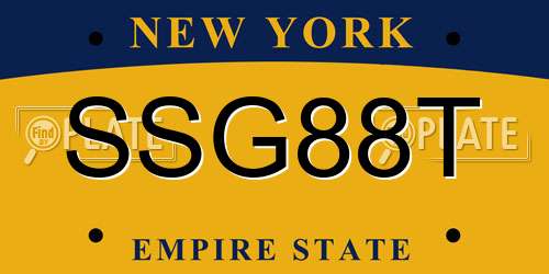 SSG88T New York License Plate