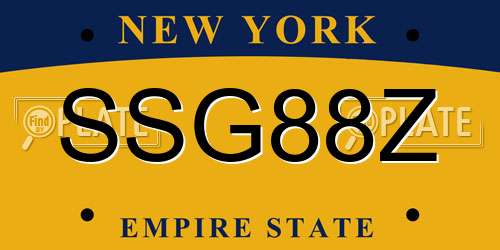 SSG88Z New York License Plate