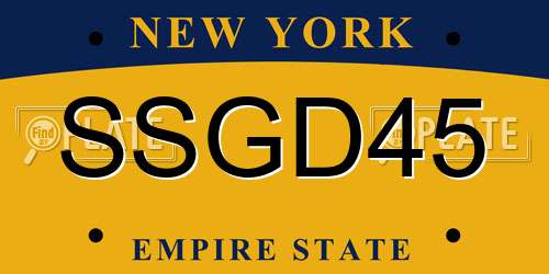 SSGD45 New York License Plate