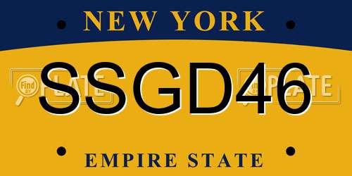 SSGD46 New York License Plate