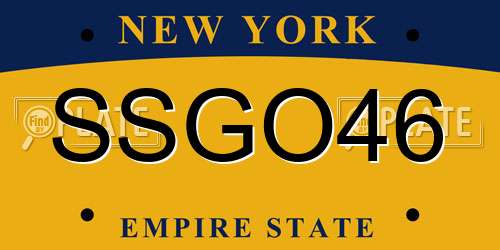SSGO46 New York License Plate