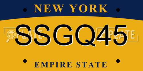 SSGQ45 New York License Plate