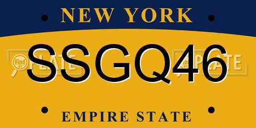 SSGQ46 New York License Plate