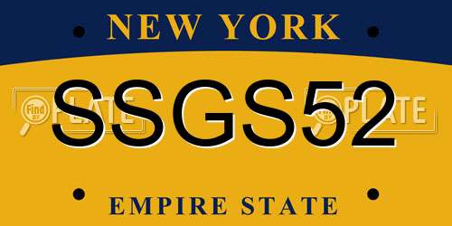 SSGS52 New York License Plate
