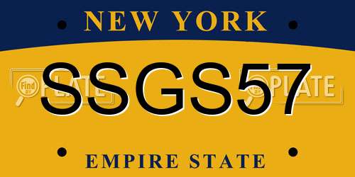SSGS57 New York License Plate