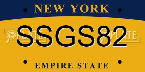 SSGS82 New York License Plate