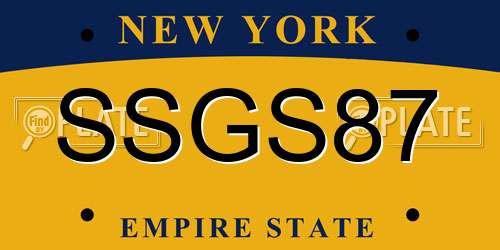 SSGS87 New York License Plate