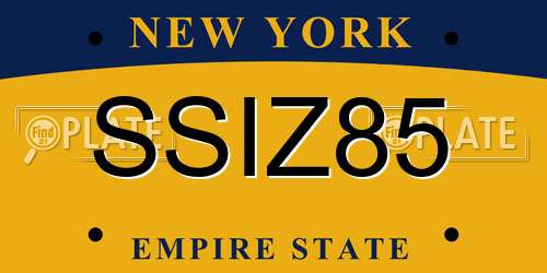 SSIZ85 New York License Plate