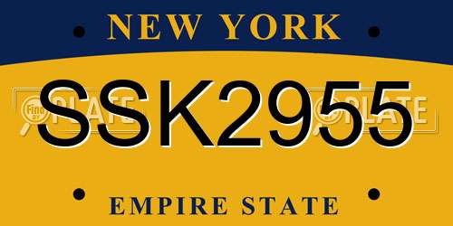 SSK2955 New York License Plate