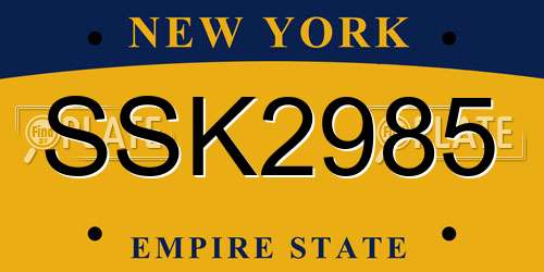 SSK2985 New York License Plate
